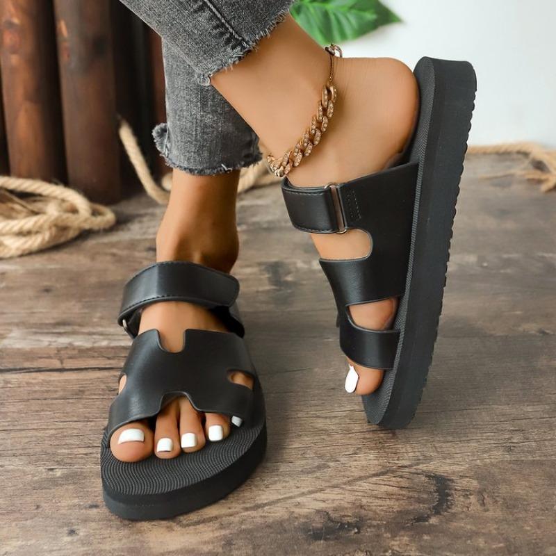 Large size platform slippers women's summer new style Velcro lightweight outer wear Zhuotian sandals