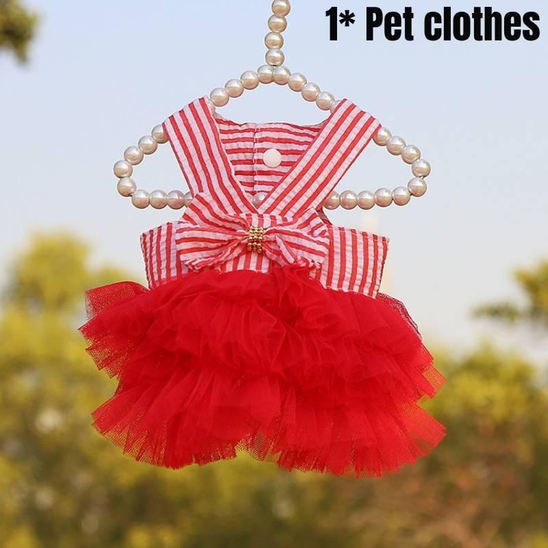 

Lovely Pink Striped Pet Dress For Small Dogs And Cats Perfect Summer Wear XL червоний