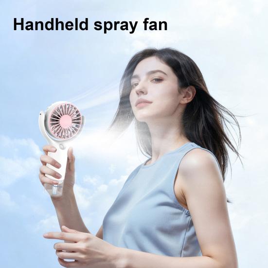 Handheld Misting Fan with USB Charging Portable Wearable Cooling Fan for Students Travel Water Spray Long Battery Life Low Noise