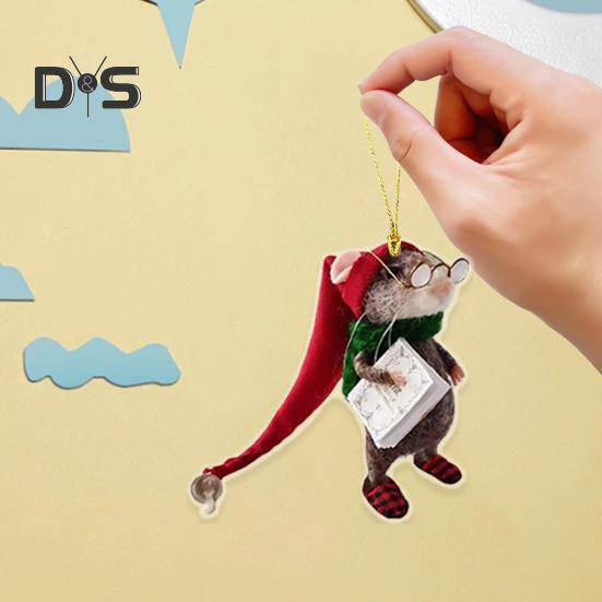 1/5Pcs Mouse Family Hanging Ornament Home Indoor Christmas Tree Car Rearview Mirror 2D Flat Acrylic Cartoon Rat Animal Hanging Decoration