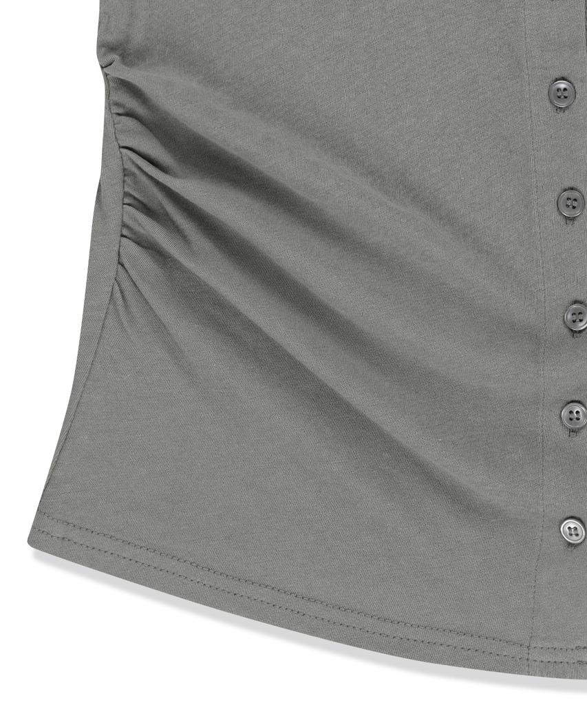 Mattengkim Side Shirring Button Top In Gray