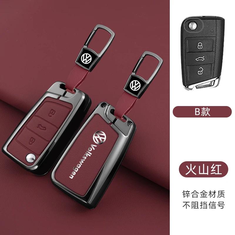 PCVHD1 2026 Hot Styling Mouldings For VW Volkswagen Jetta MK5 Golf Leather Car Remote Key Case Fob Cover Protector Holder Shell For VW