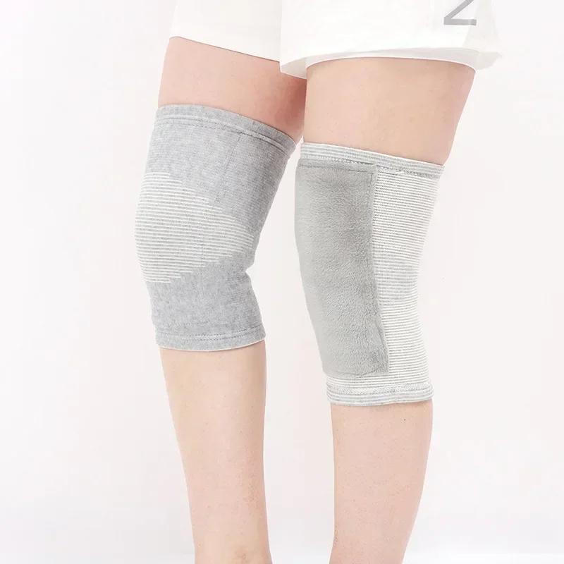 

Наколенник из кашемира для облегчения боли в суставах при артрите, защита из двойной толстой шерсти, утеплитель для занятий спортом, 1 пара, зима серый