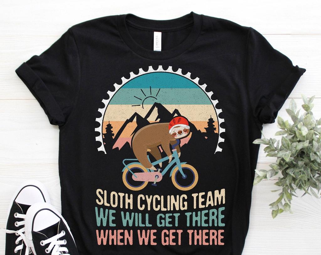 Funny Vintage Sloth Cycling Bike Bicycle Riding Biking Cyclists Cycologist T-Shirt, Sloths Lover Bicycles Bikes Riders Gifts, Triathlon Tees