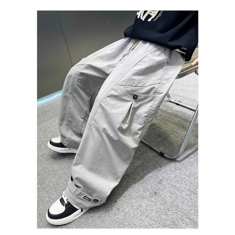 Boys Big Kids Casual Straight Wide Leg Cargo Long Pants