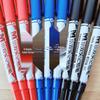 12-Piece Set: Small Double-Ended Oil-Based Marker Pens in Black, Red, and Blue for Student Art and Marking