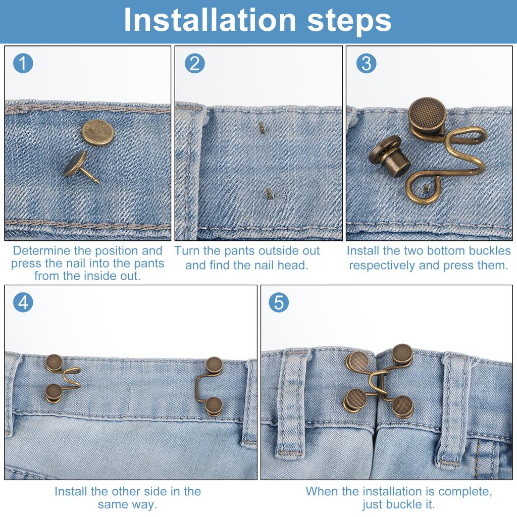 4 Set Pants Waist Tightener Adjustable Buttons for Jeans Waist Extender Buckle Waistband Button Pins for Jeans Pants 4 Colors