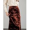Demana Velvet Embossed A-Line Midi Skirt