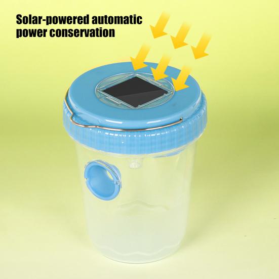 Outdoor Solar Wasp Trap, Hanging Waterproof Hornet Trap Bucket, Reusable Yellow Jacket Trap with LED Light, Wasp Catcher for Garden Patio Backyard