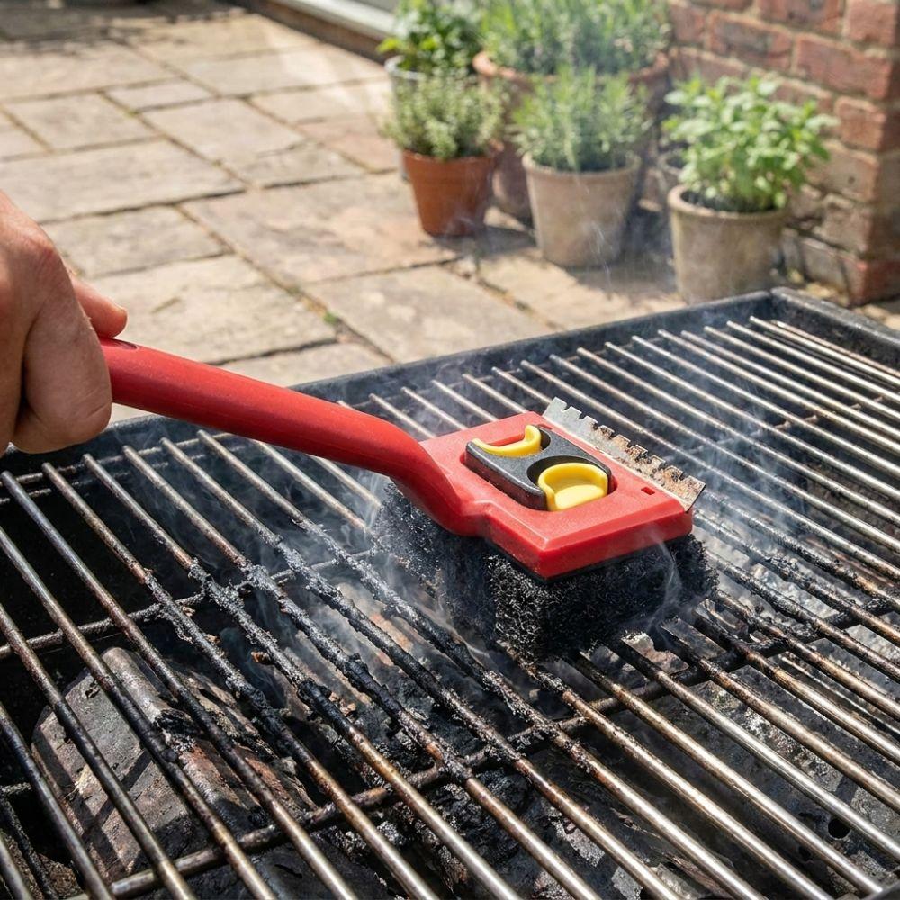 Replaceable Pads Safe Grill Grate Scrubber Handheld Grease Remover Brush  Camping Grill