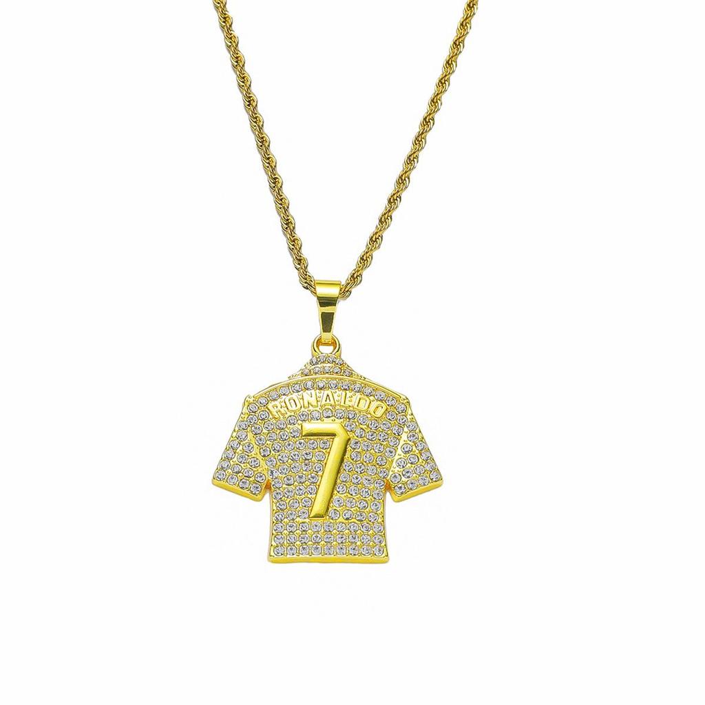 Hip-Hop Style Men's Alloy Pendant Necklace with Rhinestone 7 Jersey Design (2019 Edition)