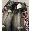 RogueWave Streetwear Y2K Popular Denim Shorts Tassels Design Vintage Shorts Man Hip Hop Fashion Harajuku Punk High Waist Wide Leg Pants