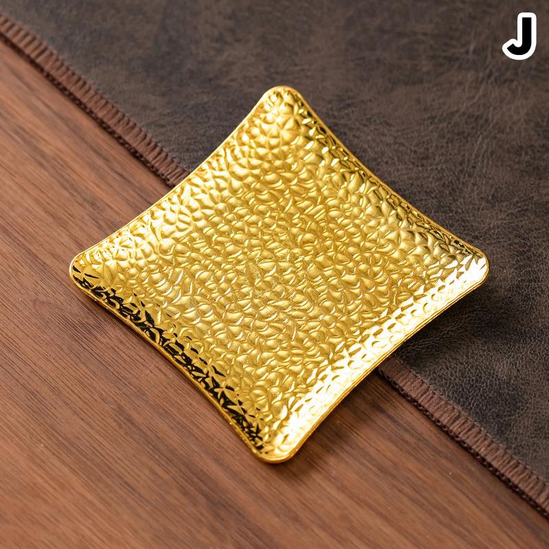 

Retro Golden Alloy Coaster Heat Resistant Pad for Tea Coffee Cup Office Living Room Home Decor