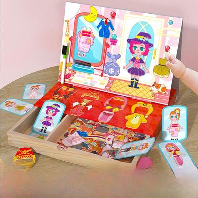 Children's Wooden Dress-Up Magnetic Puzzle Drawing Board Toy