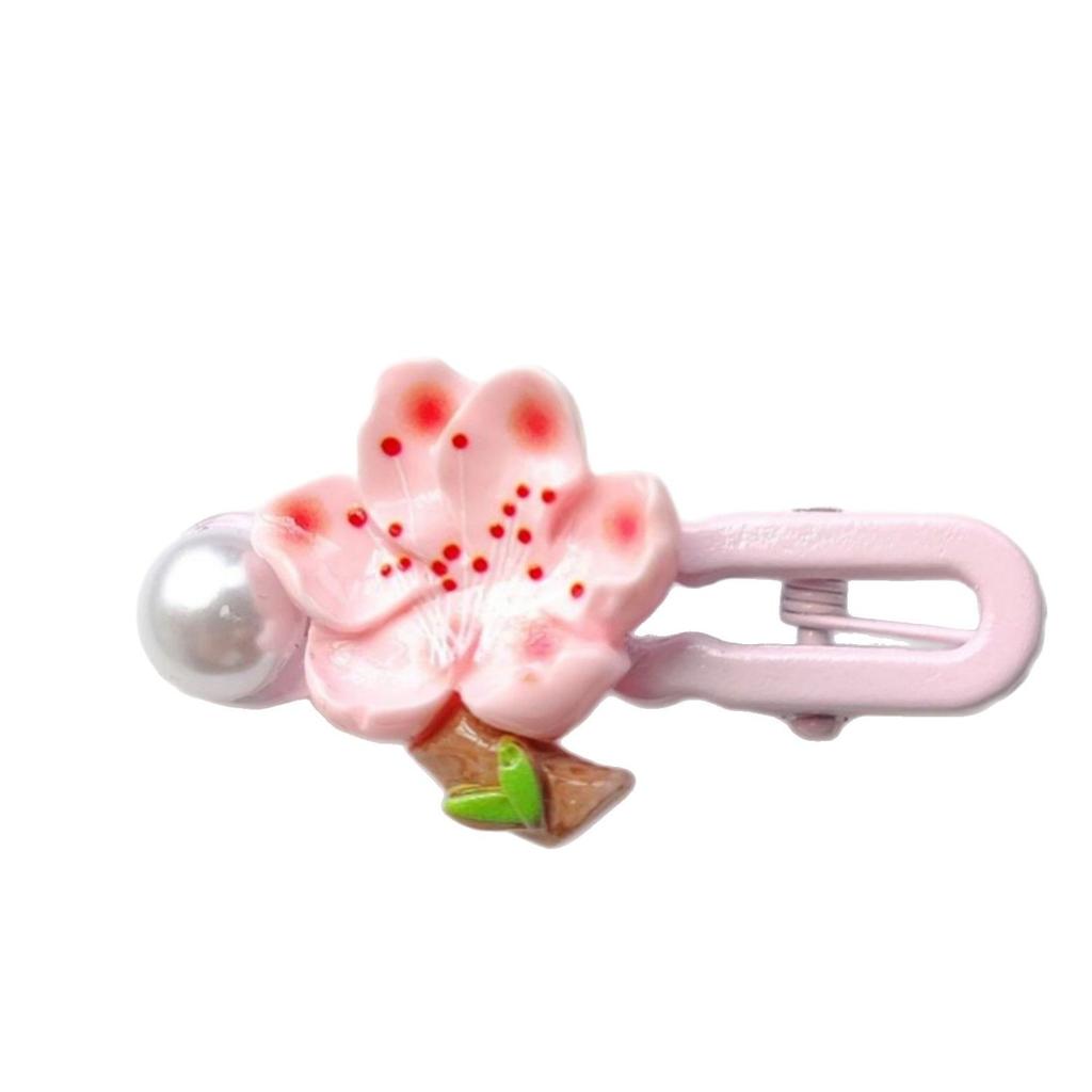 2pcs new peach blossom flower hair clip duck mouth clip little girl side clip headdress hair accessory