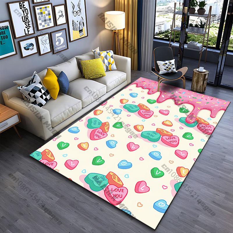 Colorful sweet candy hearts carpet Yoga living room room decor children's crawling mat doormat area rug games mat