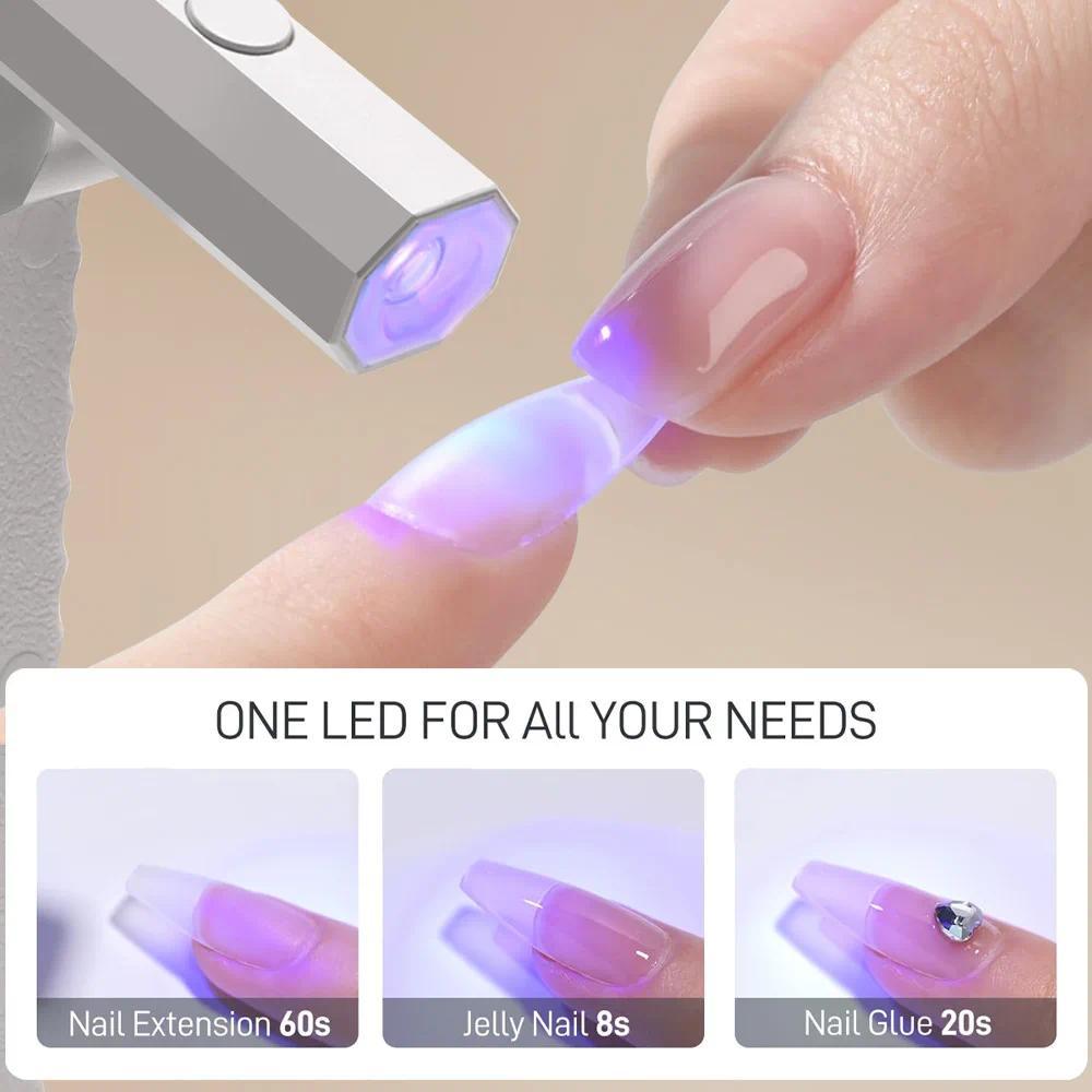 Mini UV Nail Light Timers & Adjustable Stand Handheld Nail Lamp for Gel Nails USB Rechargeable Nail Dryer Flash Curing for Glue