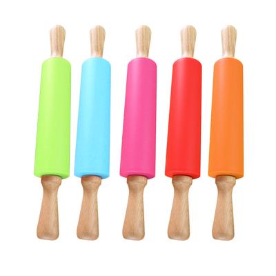 15 Inch Wooden Silicone Rolling Pin Cake Pizza Noodles Dumplings Baking Cooking Tools