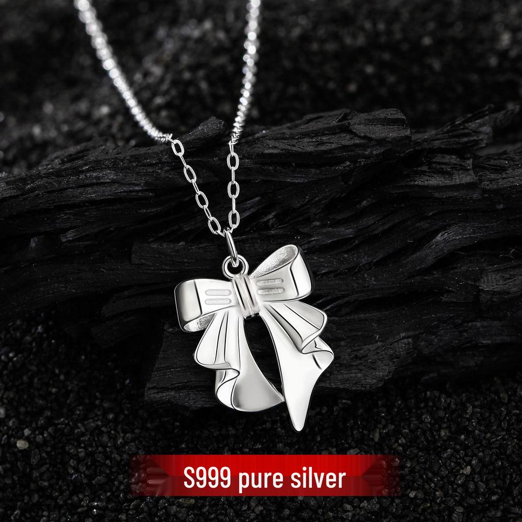 Collier Nœud en Argent Sterling – Ras de Cou Chaîne Clavicule Style Rétro pour Femme