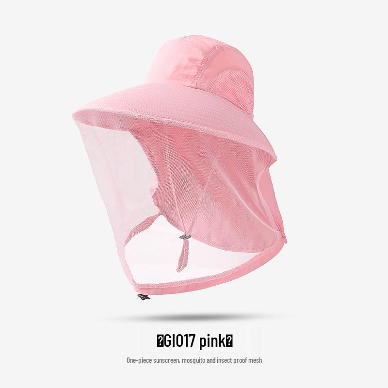 Men's Large Brim UV-Blocking Fishing Hat with Insect-Proof Net