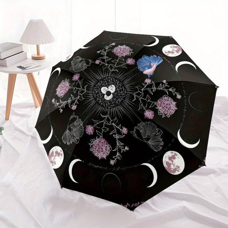 Mystic Moon Phase Floral TapestryUmbrella, Portable 3-Fold Umbrella for Men & Women,Christmas Gift ES235