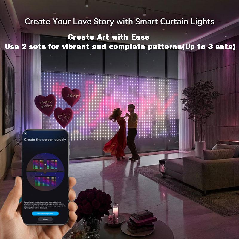 Christmas LED Smart Curtain Lights Room  App DIY RGB Fairy Lights  Music  Window Strip Lights Home Room Decoration