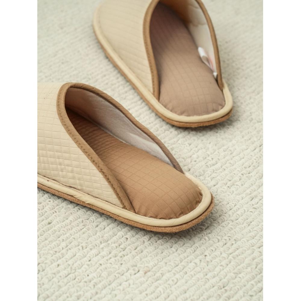 Daiso Waffle Fabric Bicolor Slippers 230 250 Mm Ivory
