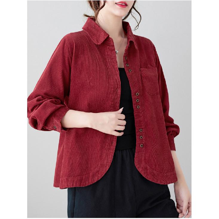Cardigans Blazer Veste Décontractée Mode Femme Grande Taille Col Rabattu Manches Longues Ample Velours Côtelé Ample L-3XL