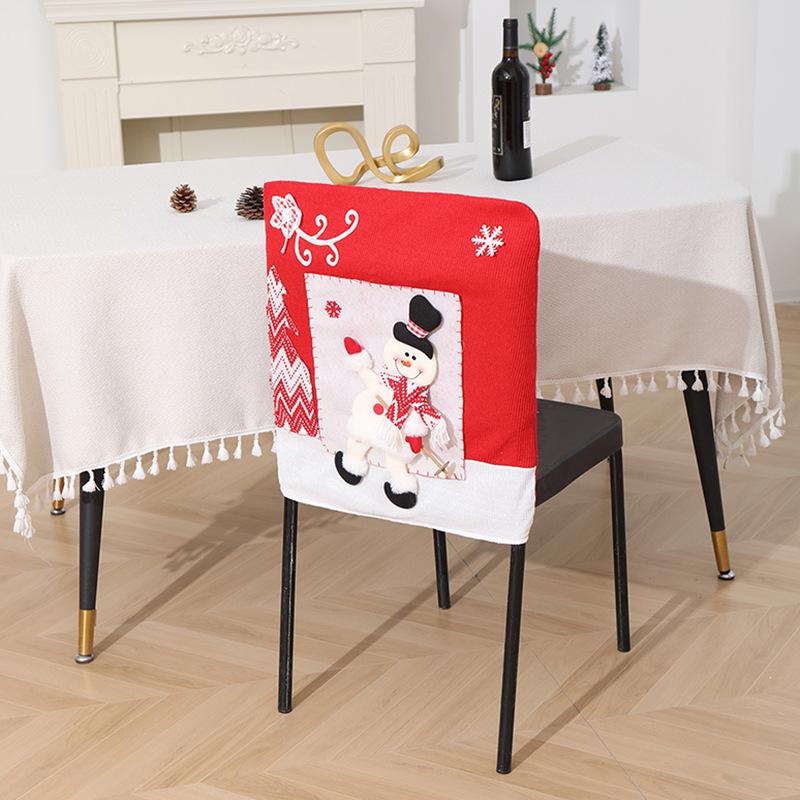 3D Cartoon Santa, Snowman & Reindeer Chair Covers - Christmas & New Year Decorations