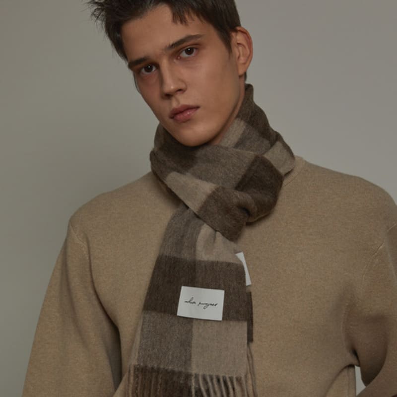 White Project PATTERN VIRGIN WOOL MUFFLER_BROWN