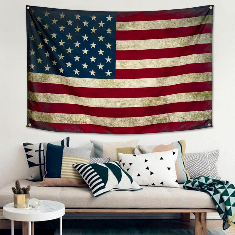 VIKAMA Vintage USA American Flag Tapestry Wall Hanging HighQuality Flag Poster Wall Decor for Dorm College Living Room Bedroom