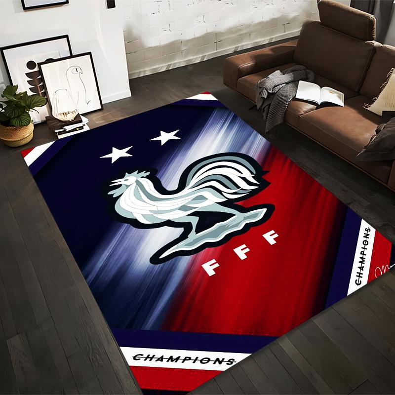 French Rooster Emblem Design Rug Non-slip Rug Suitable for Living Room and Bedroom Sofas