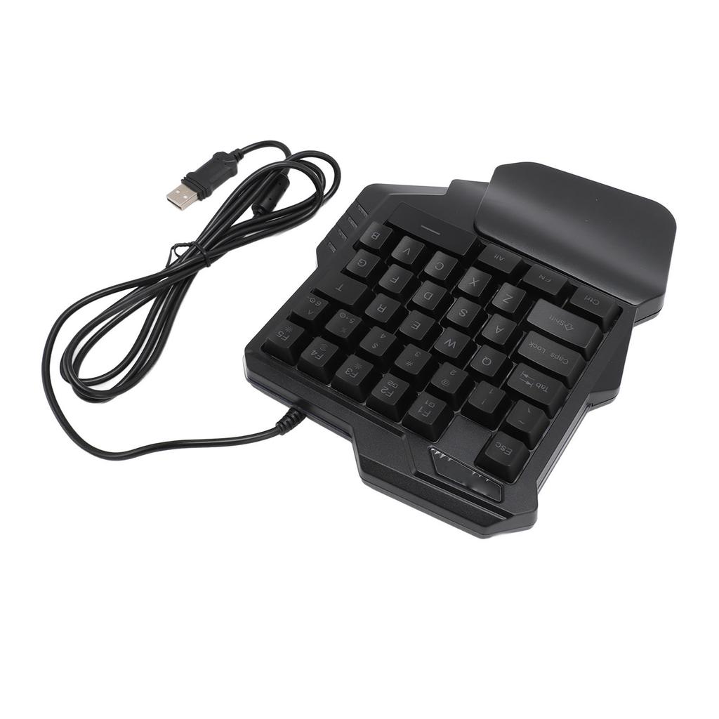One Handed Gaming Keyboard 7 Color RGB Backlight Ergonomic 35 Keys Portable Mini Gaming Keypad with Wrist Rest for PC