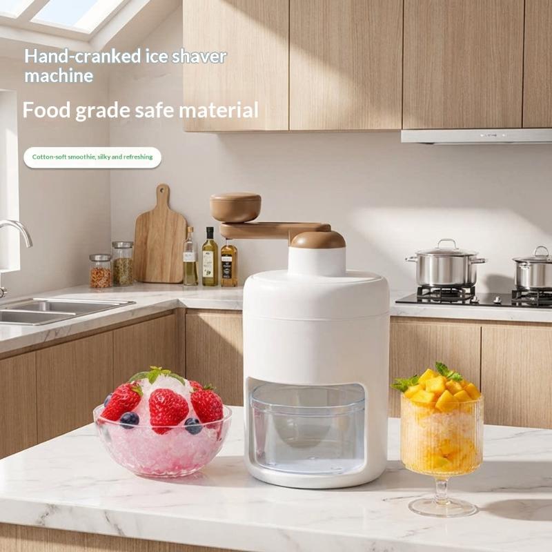 Manual Ice Shaver Crusher Hand Crank Snow Cone Maker Portable Shaved Ice Machine Adjustable Blade for Home Outdoor Family Gatherings