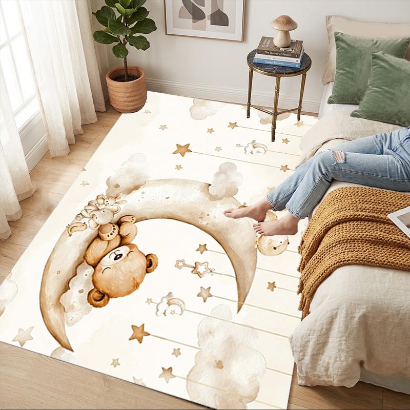 Moon Bear Living Room Nonslip Area Rug Soft Carpet For Bedroom Game Playroom Sofa Office Home Decor Doormat Christmas Gift C929452
