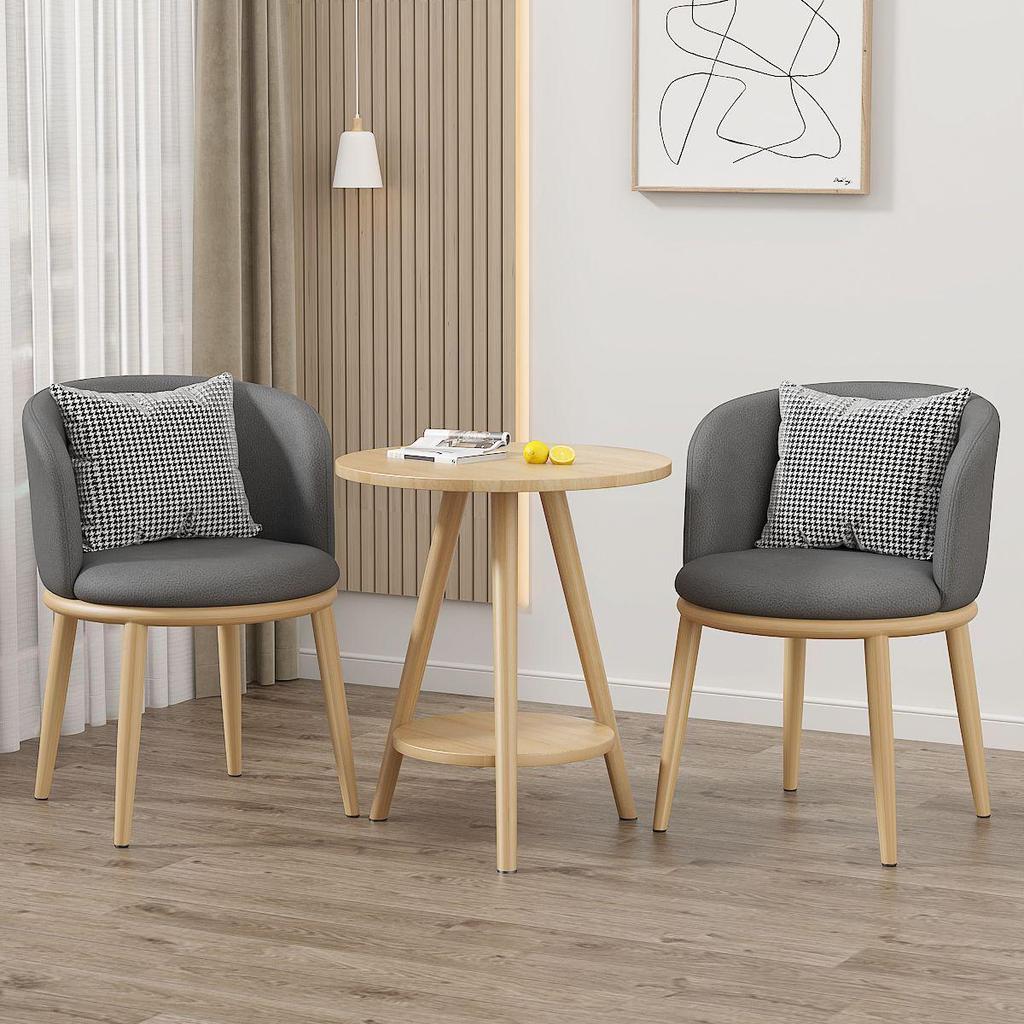 Light Luxury Balcony Tea Table & Chairs Set: Modern 3-Piece for Hotel or Bedroom - Includes One Table & Two Chairs
