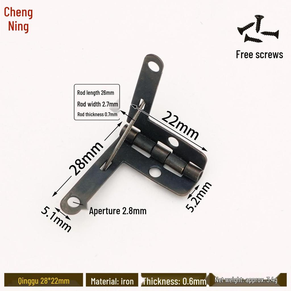 Retro Wooden Box Seven-Character 90° Iron Hinge - Small Leaf Hinge for Airplane-Style Hardware