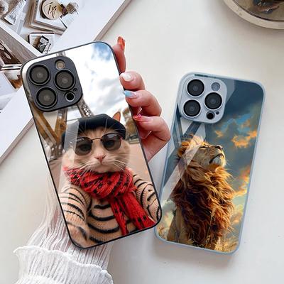 Tempered Glass Case For iPhone 13 Funda iPhone 11 14 15 Pro Max 12 XR 7 8 Plus X Xs 13pro 15pro 13promax Animal Shockproof Cover