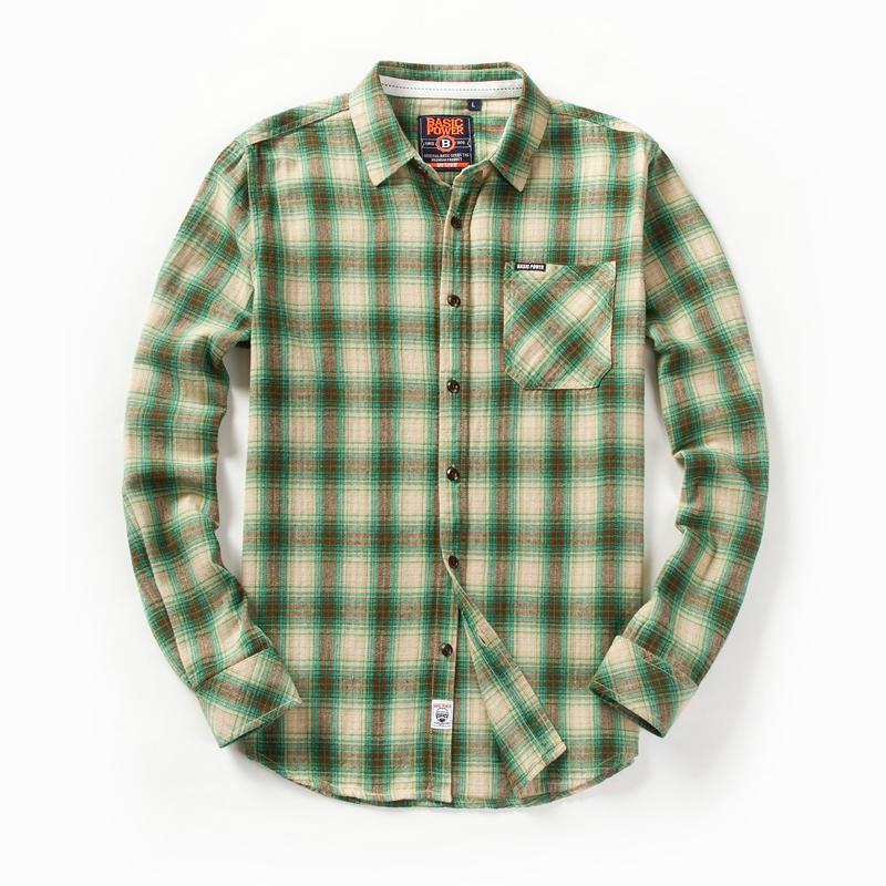 Chemise en flanelle à carreaux décontractée pour homme à manches longues avec poche poitrine design mode bouton imprimé XXL vert
