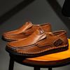 Semi-managed hand-stitched men's shoes outdoor casual shoes one-pedal flat-soled leather shoes low-top large size