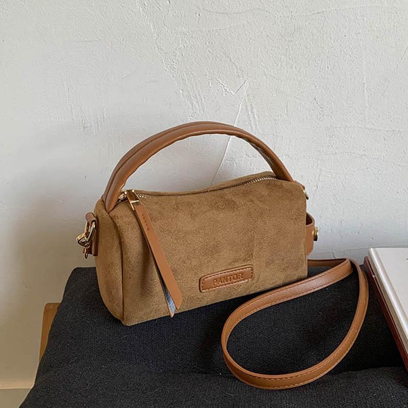 Simple Faux Suede Small Handbag for Women New Fashi Nubuck Leather One Shoulder Bags Autumn Winter Versatile Crossbody Bag