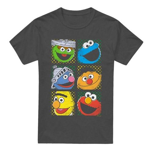 Sesame Street Unisex Erwachsenen Gruppenfoto Heather Quadratisches T-Shirt