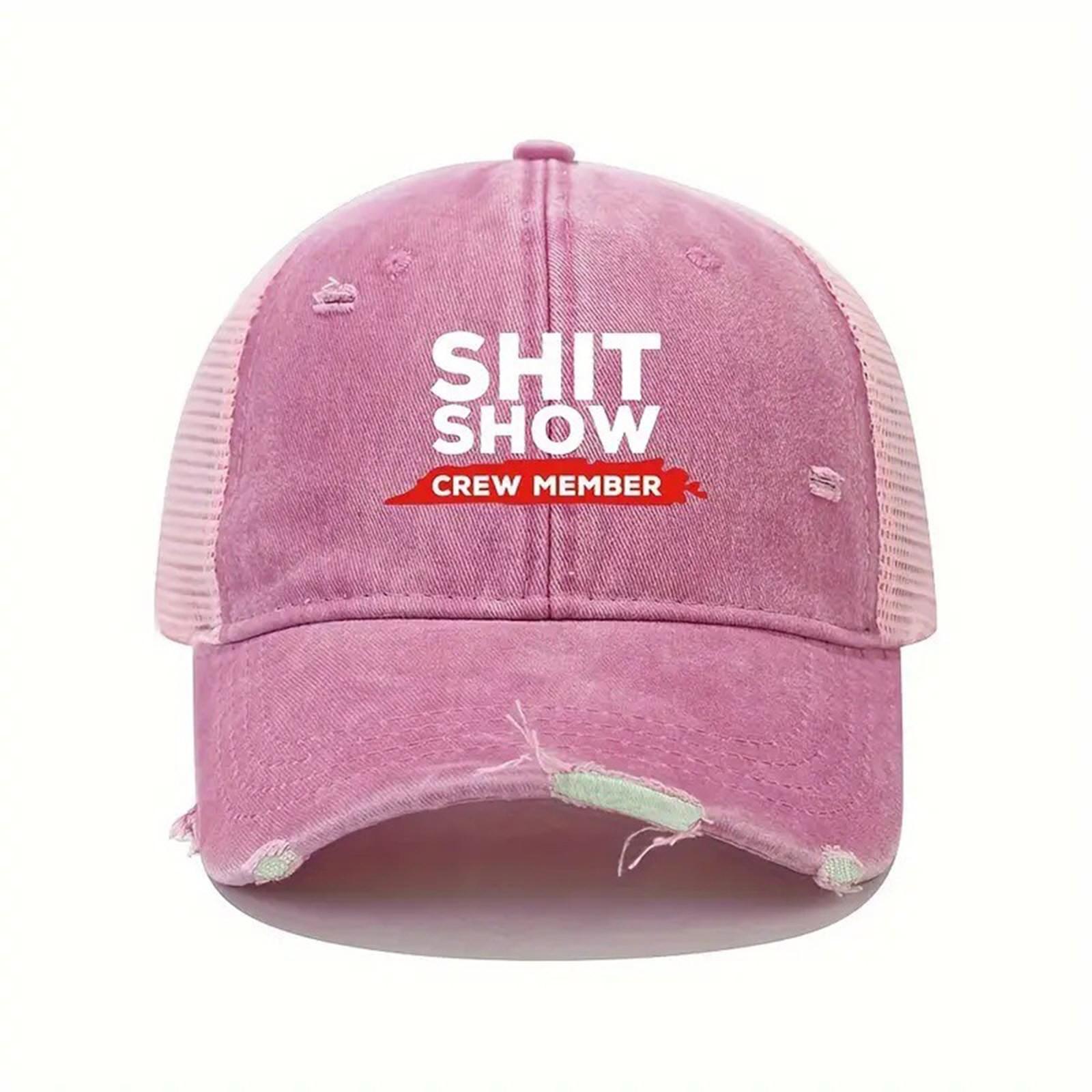 

Изношенная бейсбольная кепка с промытыми водой отверстиями, дышащая сетчатая кепка, солнцезащитная кепка One Size розовый