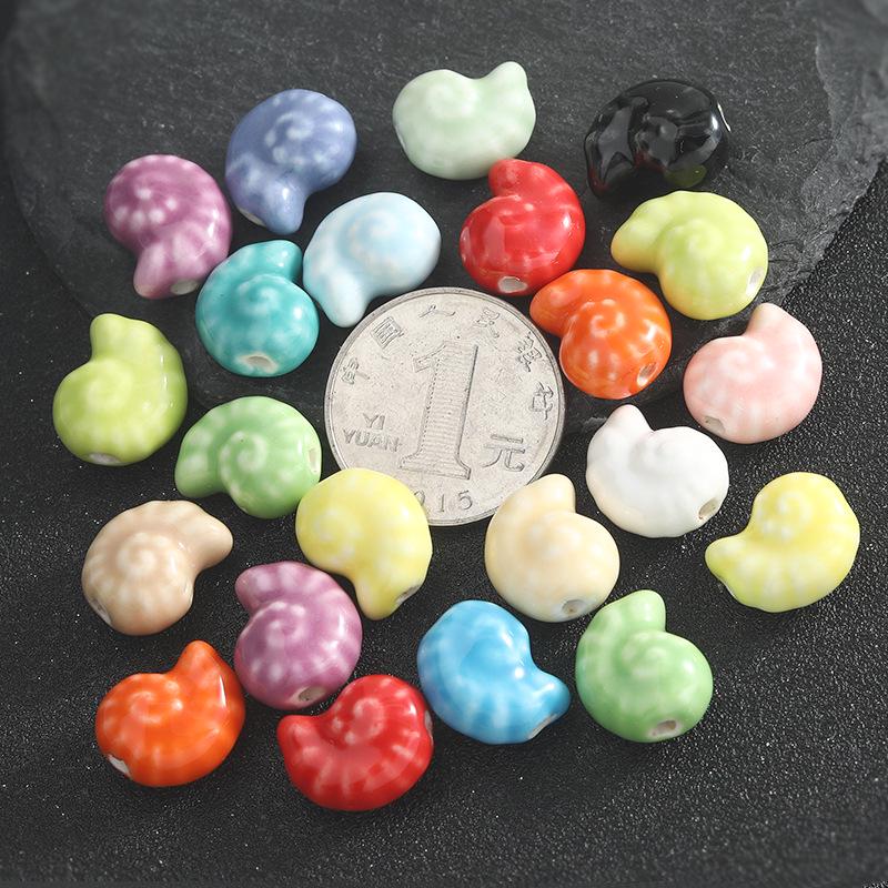 Colorful Ceramic Conch Shell Beads: Loose Snail Beads for Handmade DIY Jewelry and Accessories