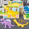 Baby Wooden Cartoon Dinosaur 3D Puzzle Jigsaw For Kids Boy Girl Montessori Early Learning Educatioanl Puzzle Toys