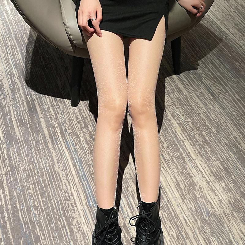 

Перламутровые блестящие чулки черного и телесного цвета: Летние тонкие, анти-крючковые, сексуальные колготки для красивых ног one-crotch