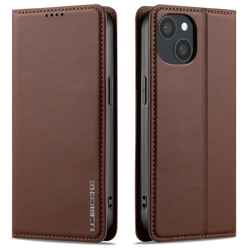 LC.IMEEKE L1 Series for iPhone 14/13 Case PU Leather Wallet Stand Protective Phone Cover