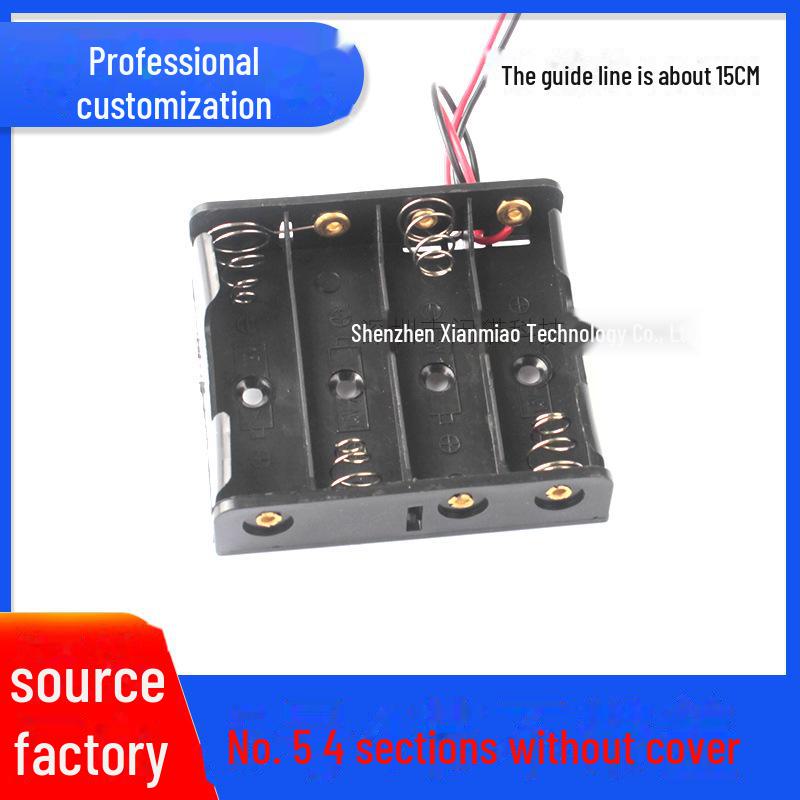 AA 4-Cell Battery Holder with Thick Wire Fixing Hole, 4.5V, No Cover