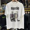 Unisex Shirt Cotton Oversize Large Size New Vintage Style SUEDE Rock Band Short Sleeve White Color Tshirt S-5XL
