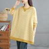 DIMANAF 2025 Autumn Plus Size T-Shirt Women Long Sleeve O-Neck Hoodies Loose Stripes Tops Tees Cotton